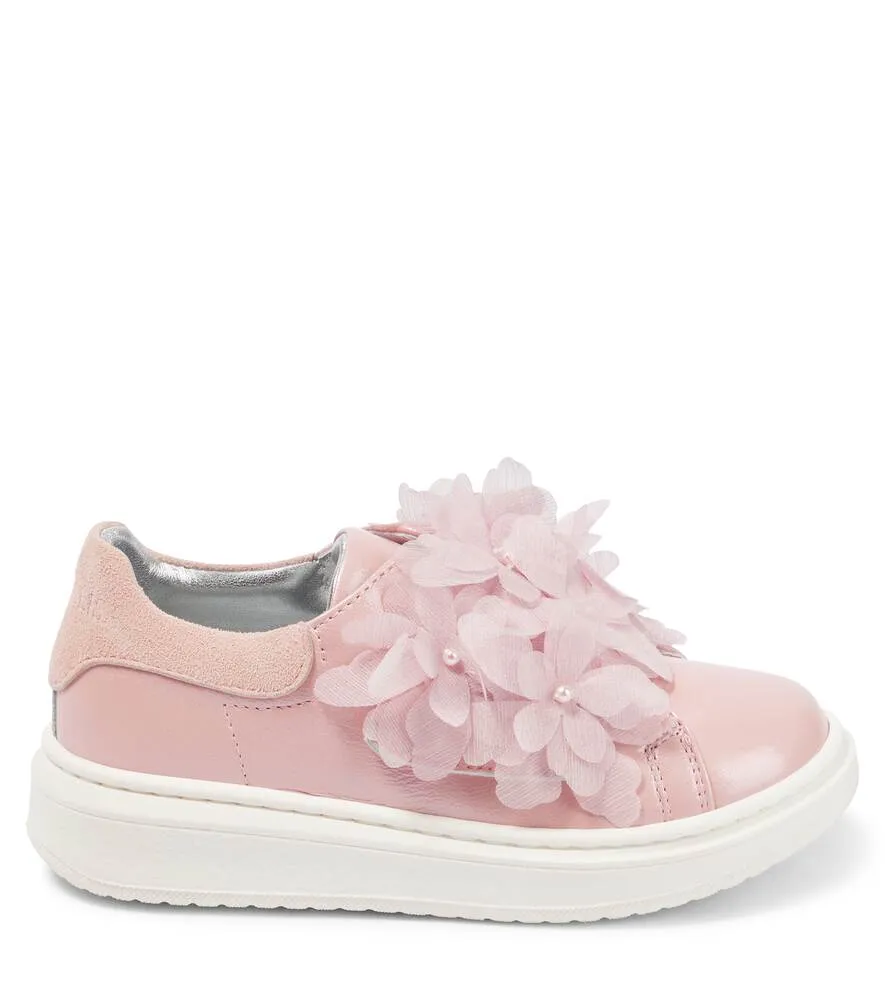 Baby sneakers with floral applique Monnalisa, pink