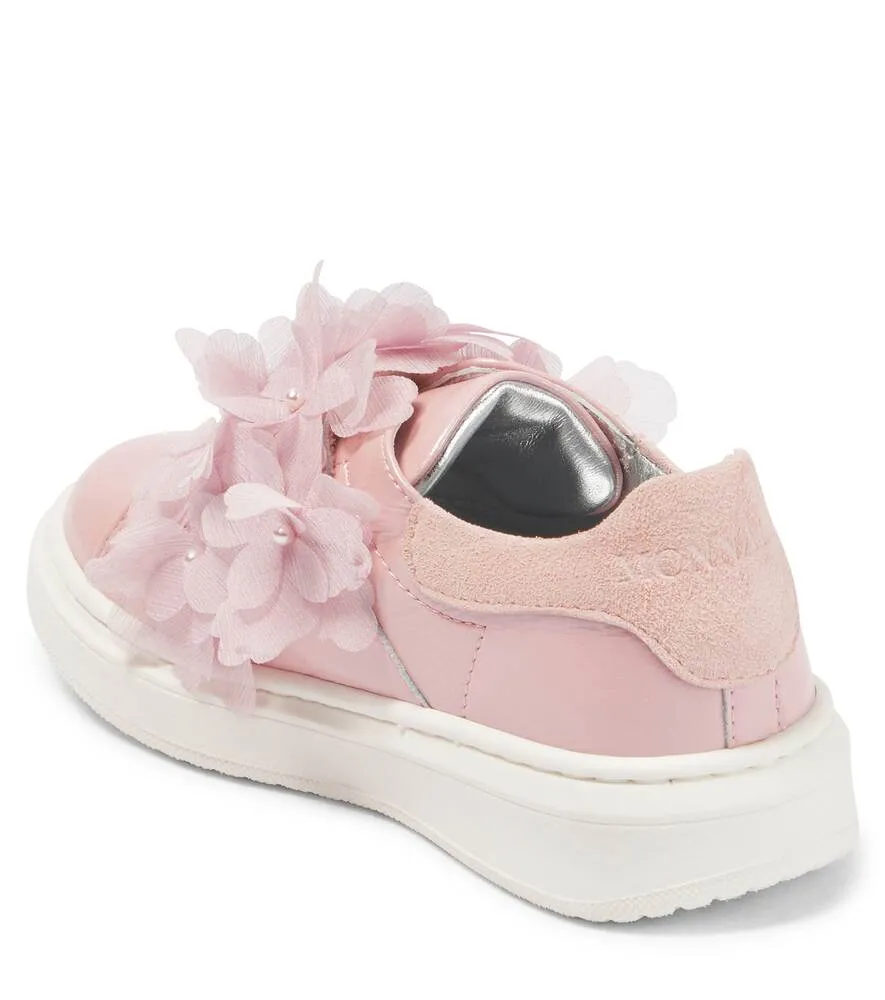 Baby sneakers with floral applique Monnalisa, pink