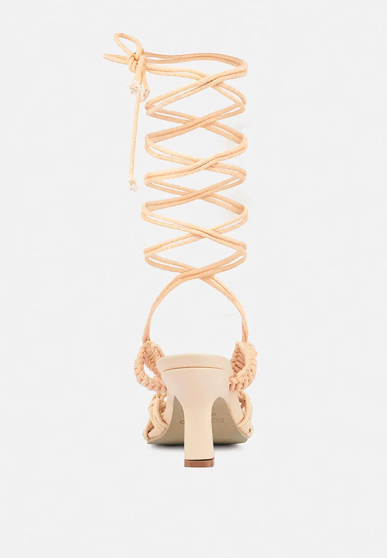 BEROE Latte Braided Handcrafted Lace Up Sandal