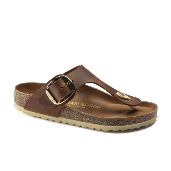 Birkenstock Women's Gizeh Big Buckle Oiled Leather Cognac