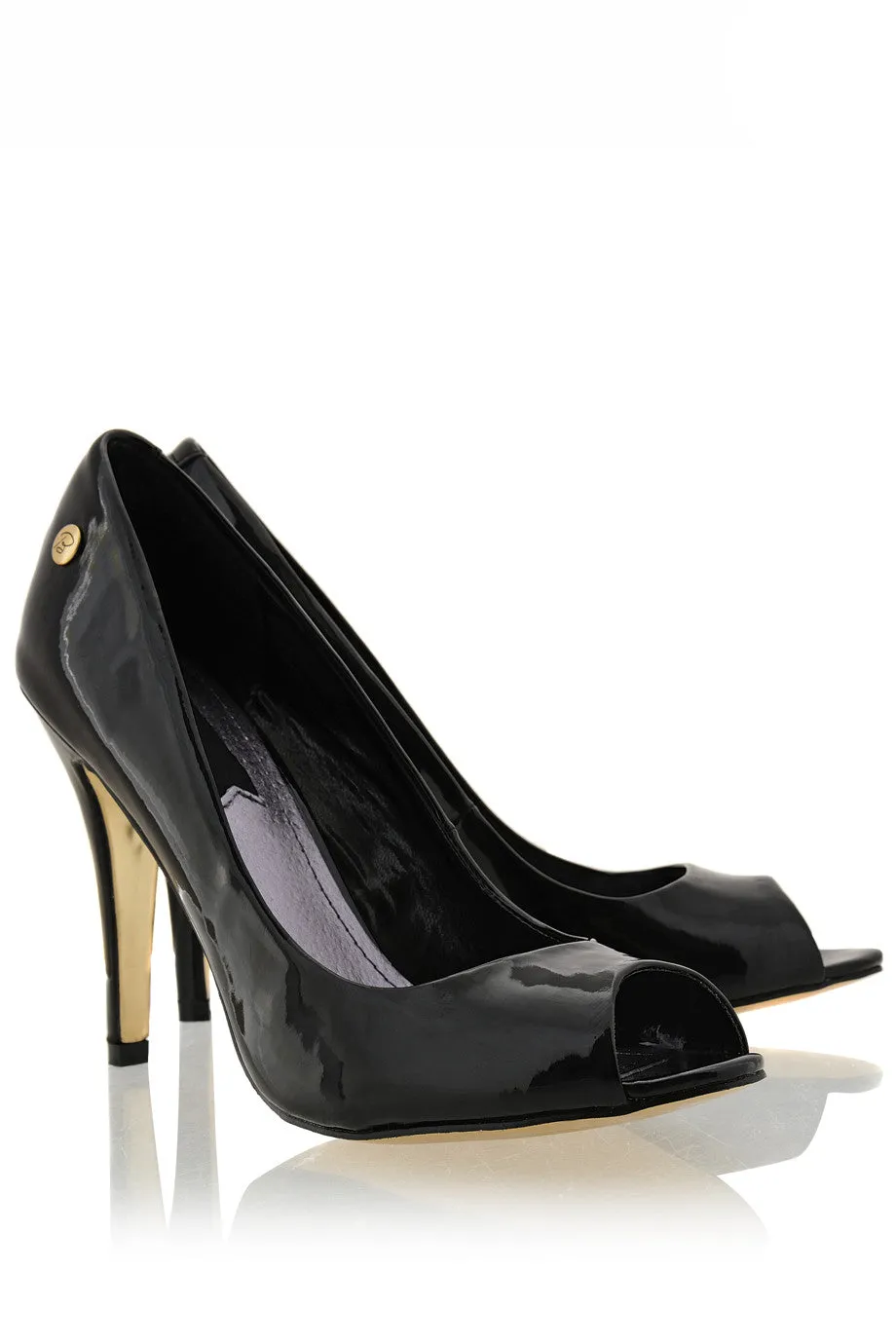 BLINK LANE Black Patent Peep Toe Pumps