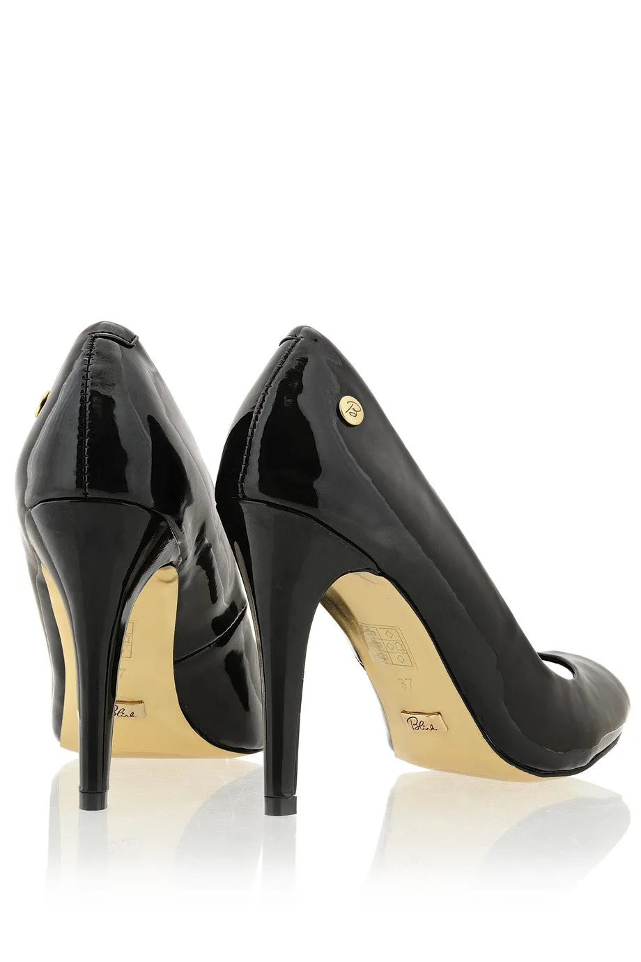 BLINK LANE Black Patent Peep Toe Pumps