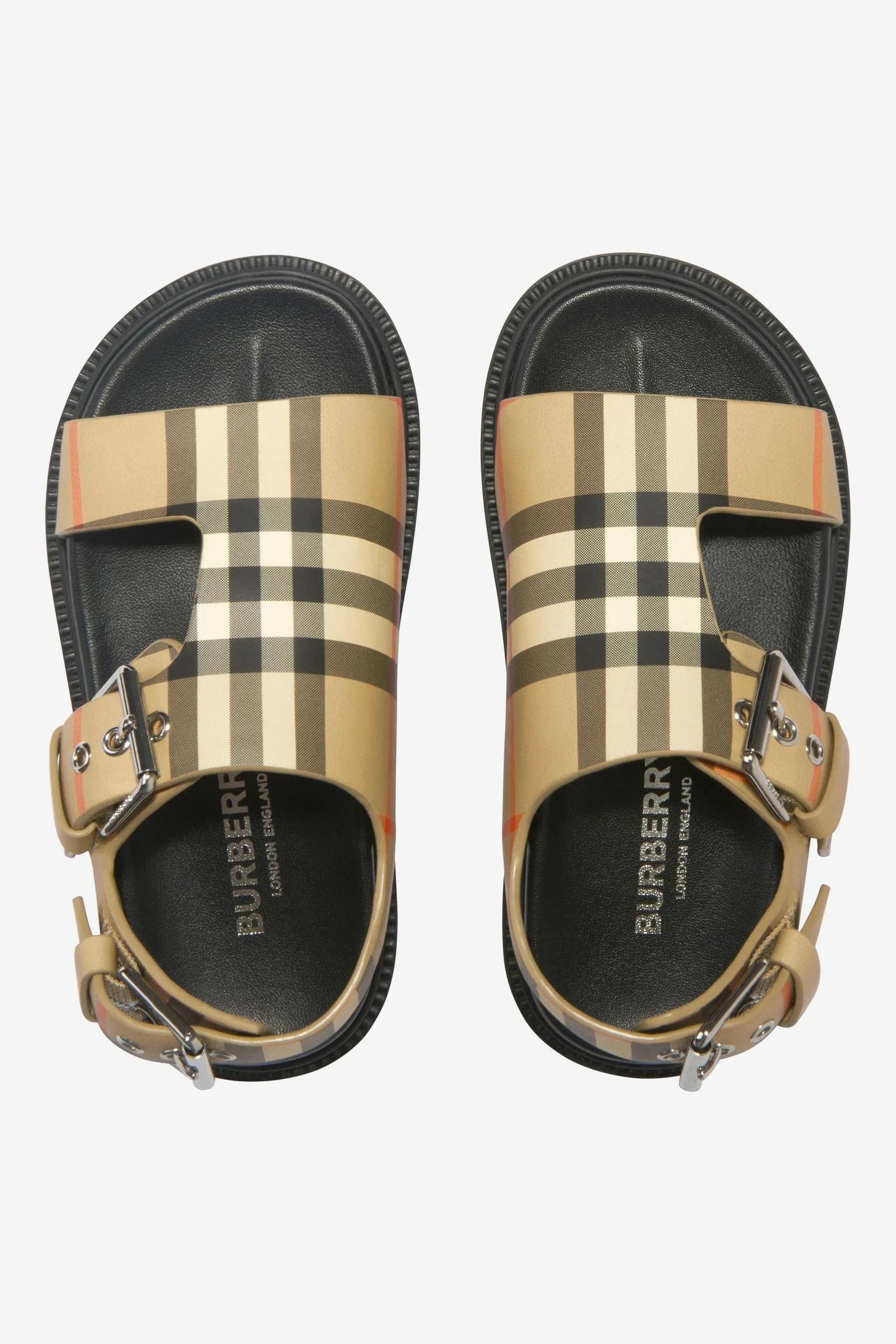 Burberry Unisex Leather Check Buckled Sandals