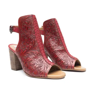 Callandra High Front Hand-tooled Sandal Shoes