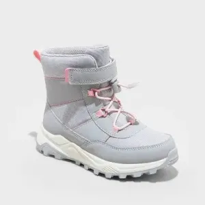 Cat & Jack Kids Faux Fur Hook-And-Loop Ankle Hiker Winter Boots Waterproof