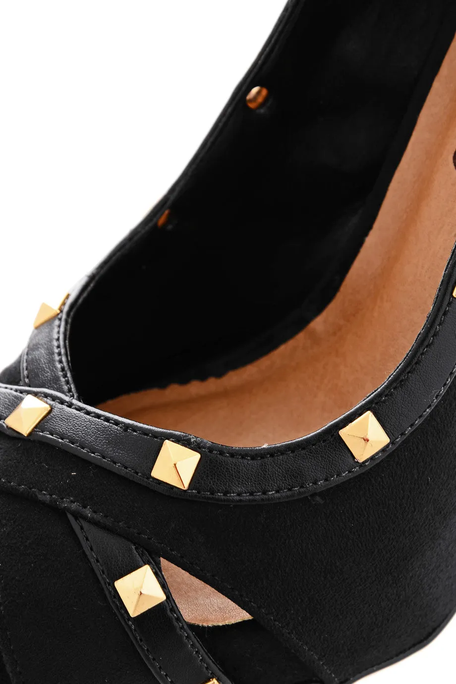 CECCONELLO AZARIA Black Suede Studded Pumps