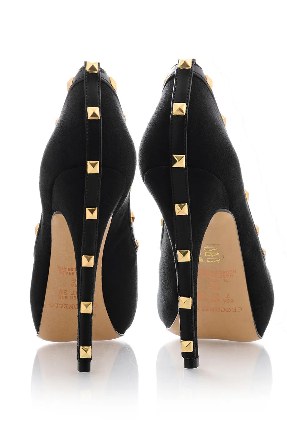 CECCONELLO AZARIA Black Suede Studded Pumps