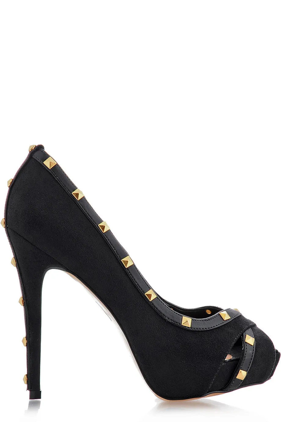 CECCONELLO AZARIA Black Suede Studded Pumps