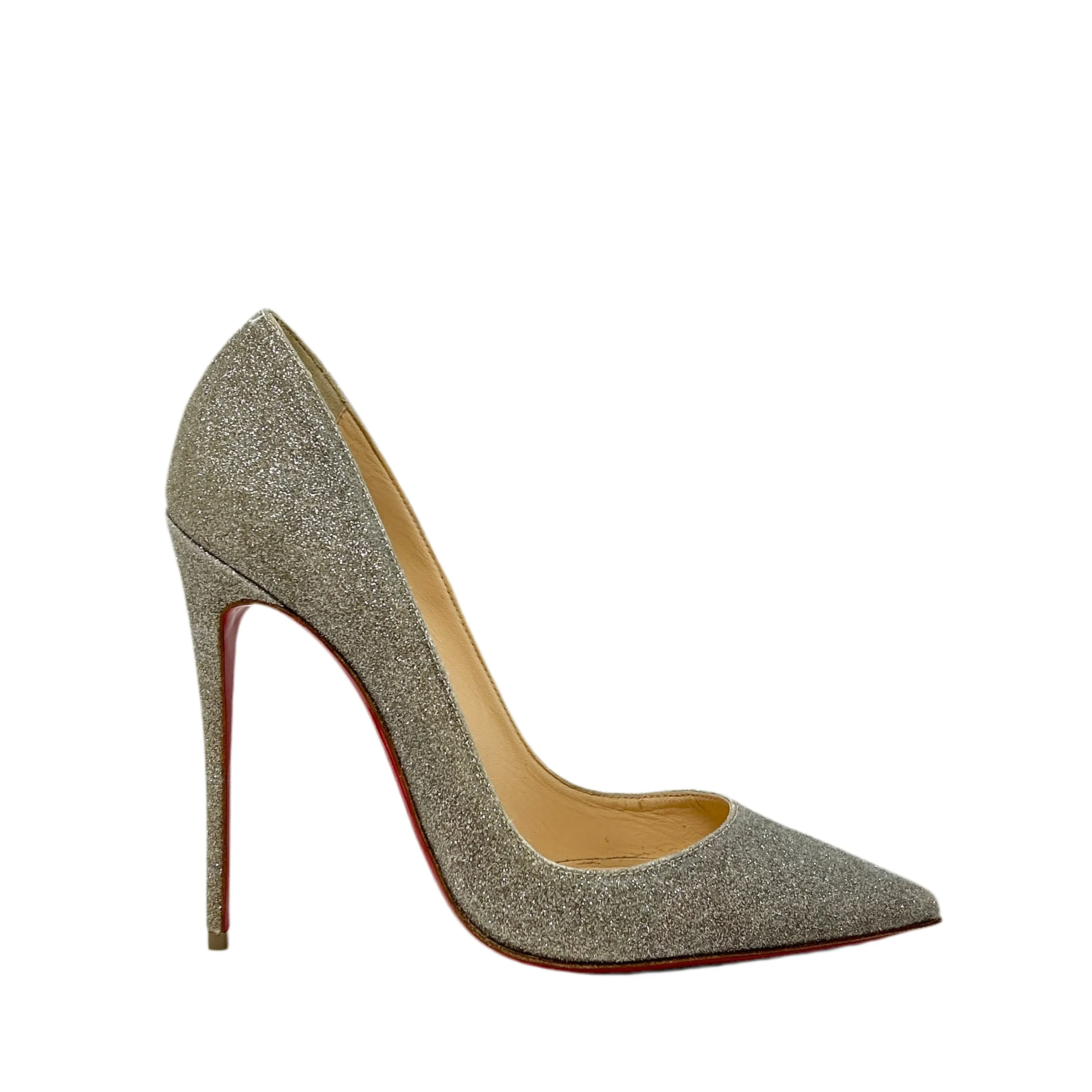 Christian Louboutin So Kate 120 Silver Glitter Pump Heels 38 UK 5