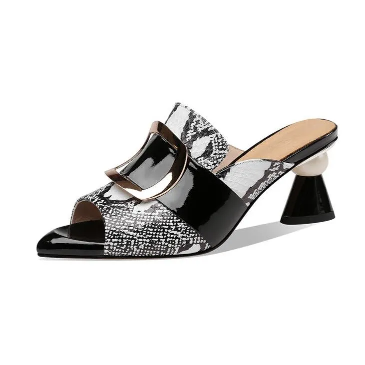 CrystalLuxe Nightclub Square Heel Slip-On Sandals