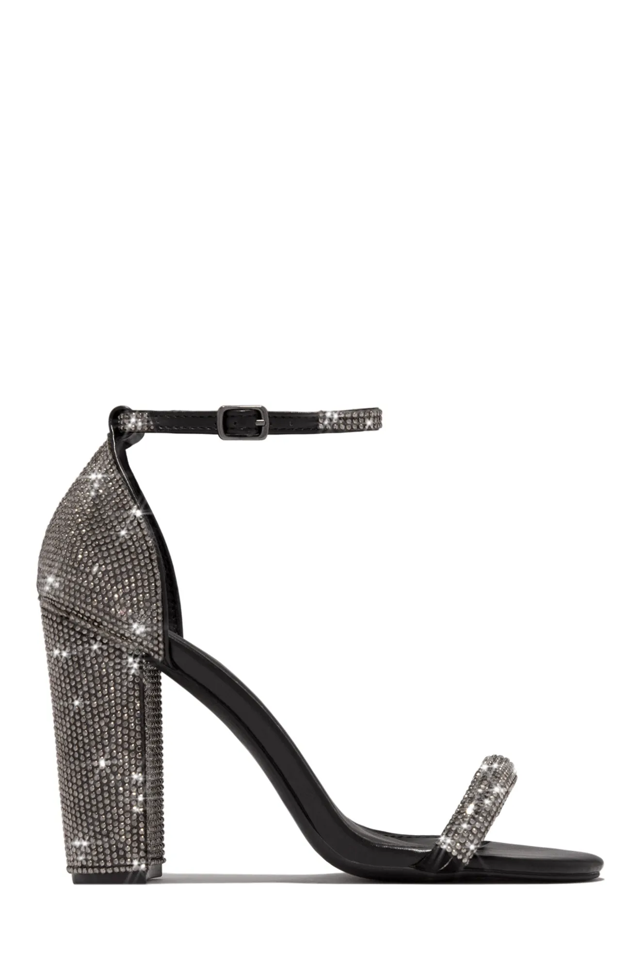 Dayana Embellished Block High Heels - Black