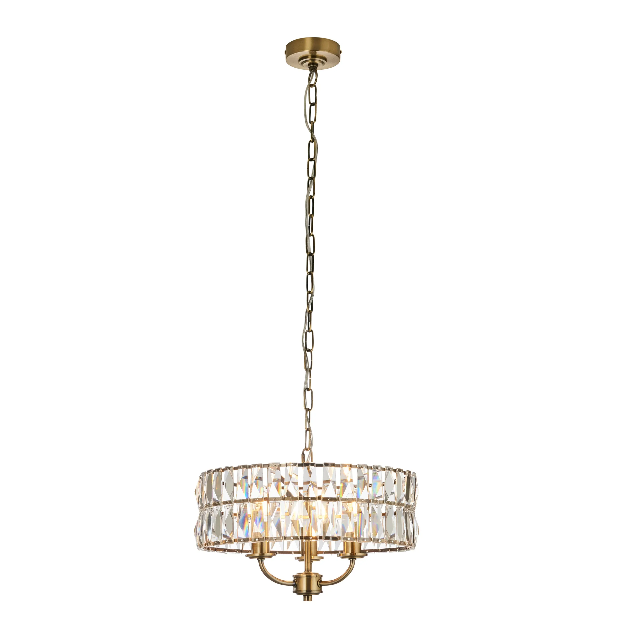 Decolight Keysham 3  light Brushed Antique Brass & Glass Ceiling Light