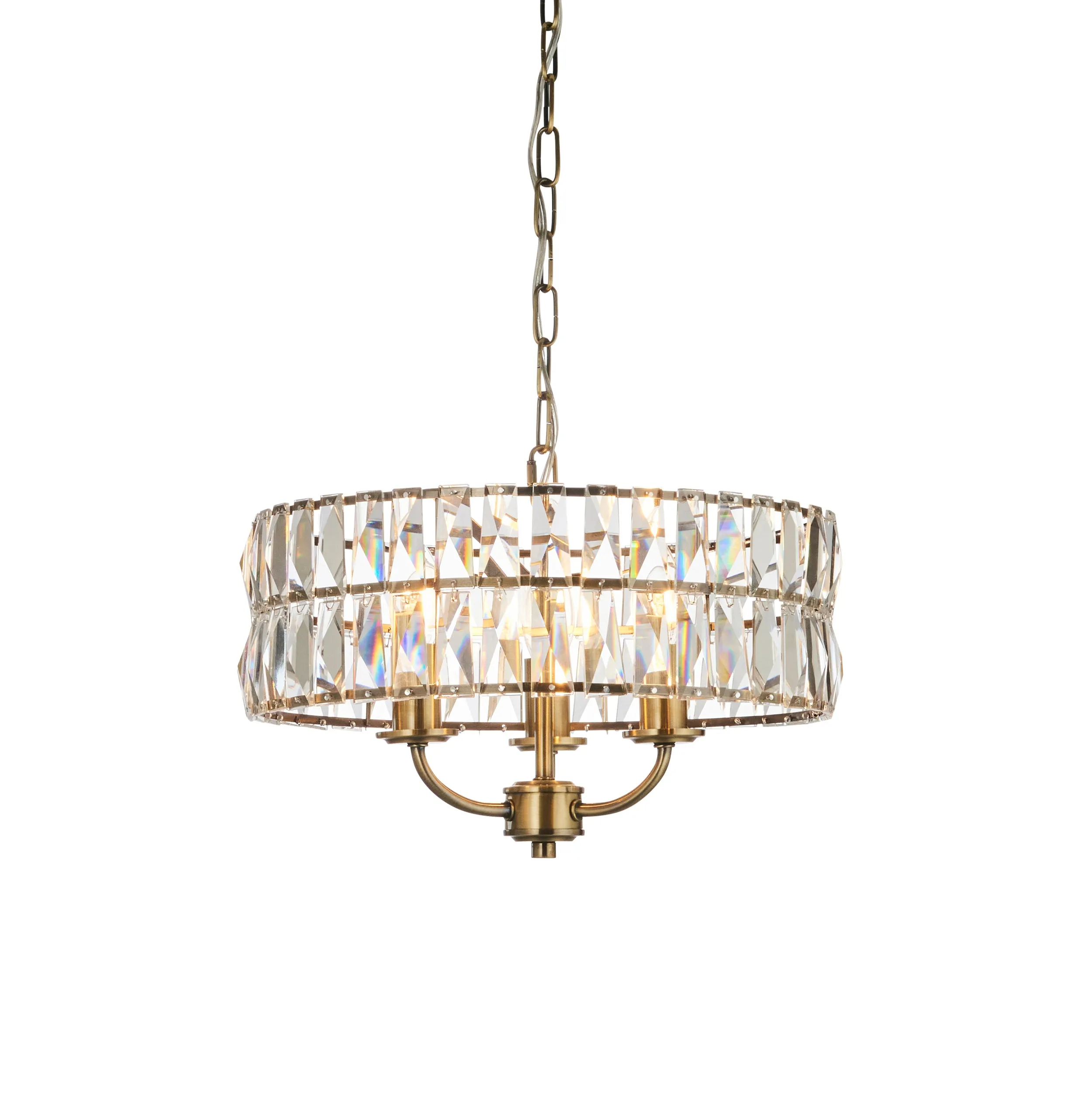 Decolight Keysham 3  light Brushed Antique Brass & Glass Ceiling Light