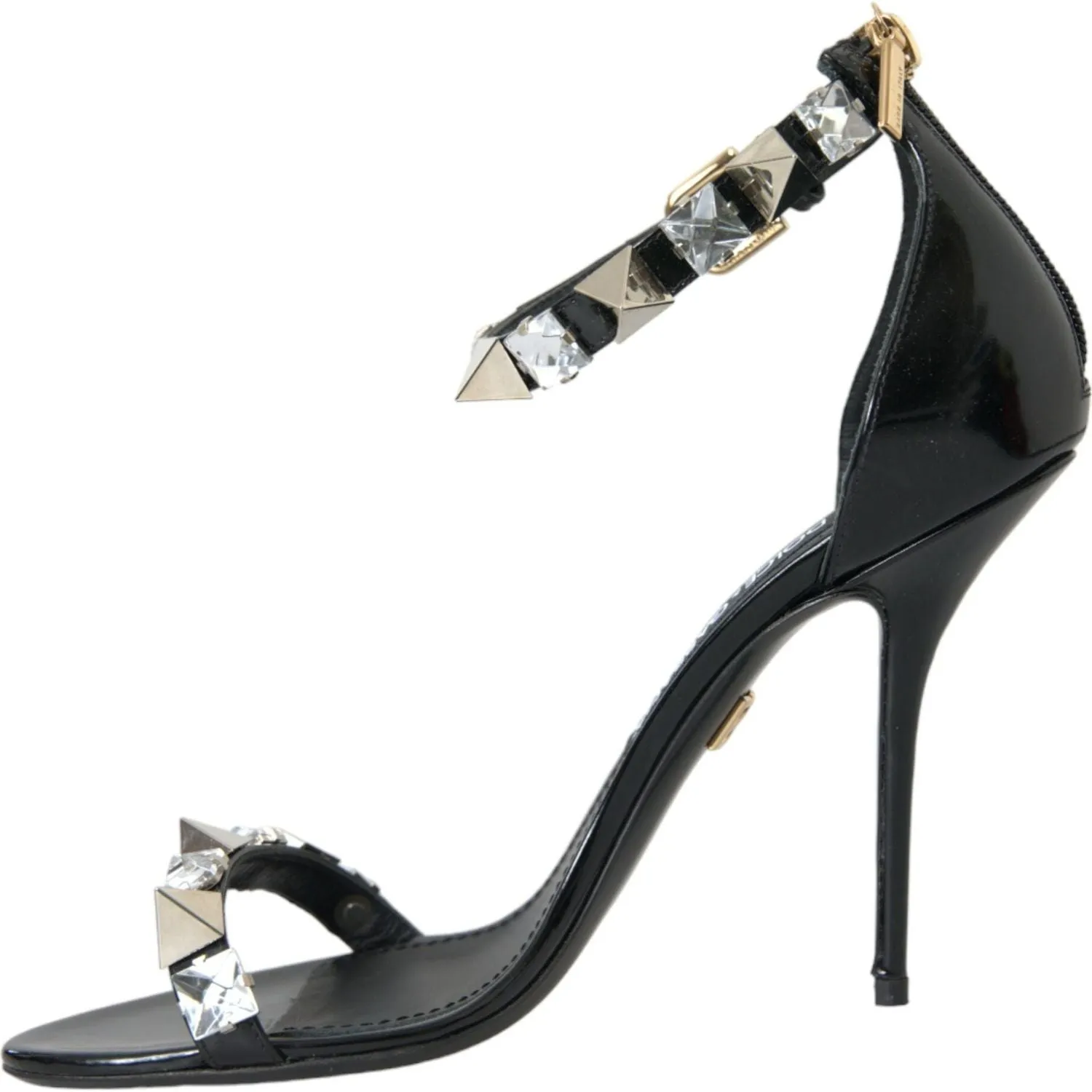 Dolce & Gabbana Black Crystals Sandals Ankle Strap Shoes