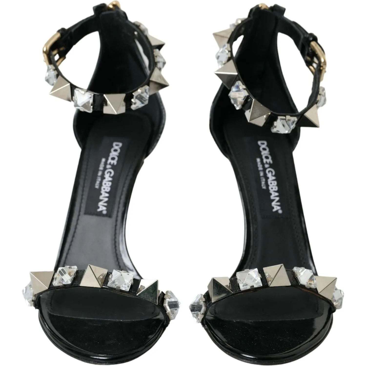 Dolce & Gabbana Black Crystals Sandals Ankle Strap Shoes