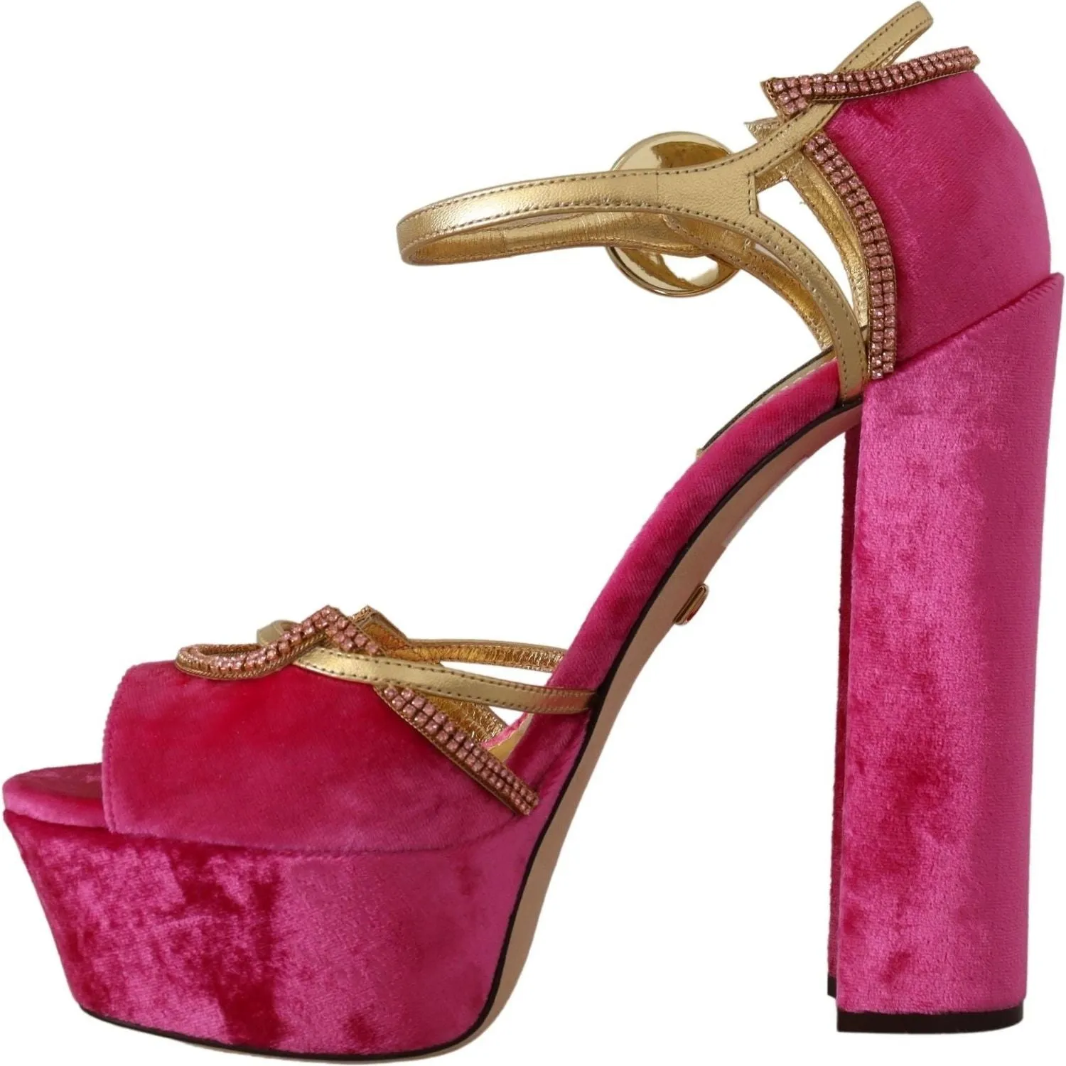 Dolce & Gabbana Ethereal Pink Velvet Crystal Sandals