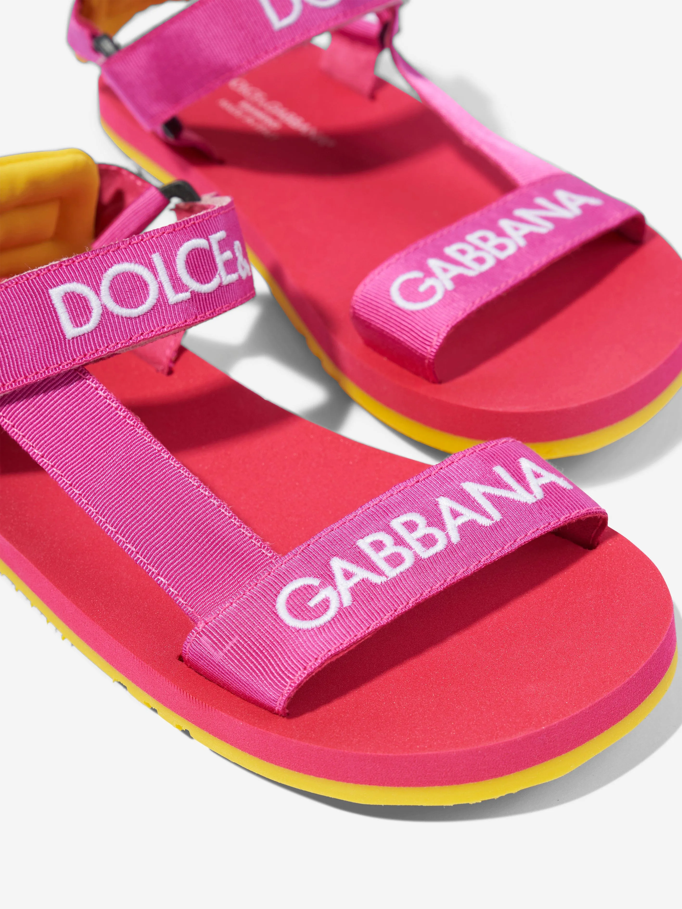 Dolce & Gabbana Girls Logo Strap Sandals in Pink