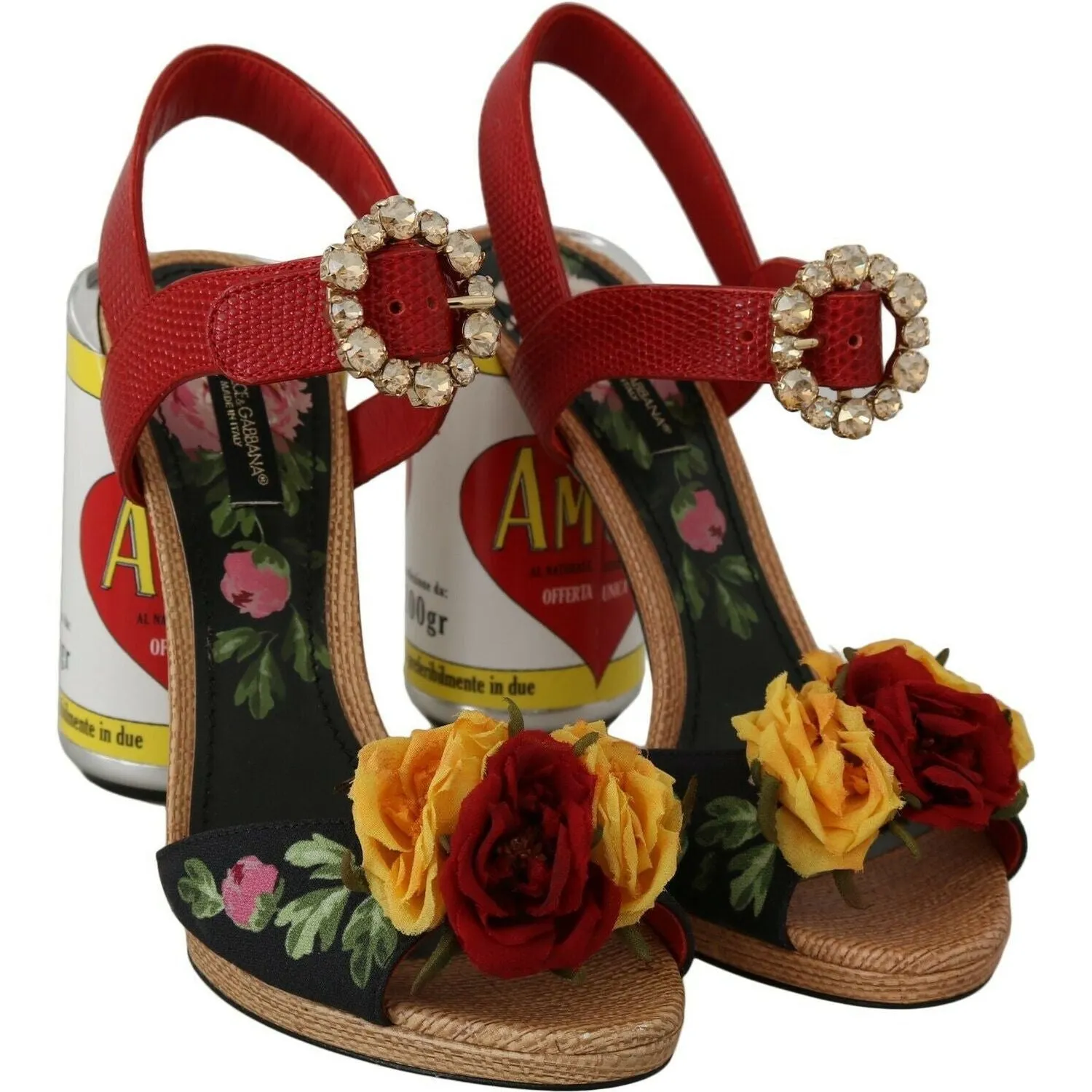 Dolce & Gabbana Multicolor Floral Crystal Embellished Sandals