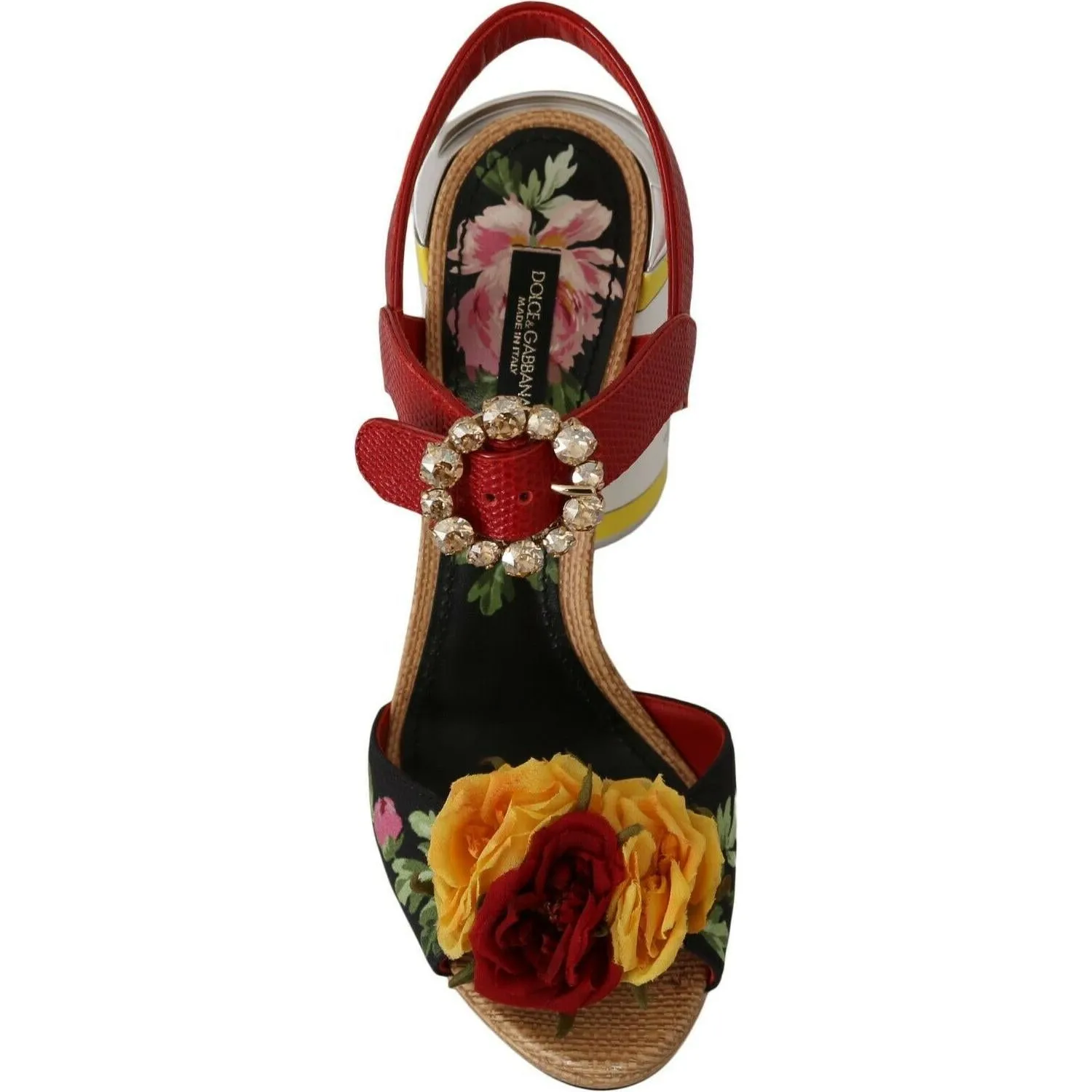 Dolce & Gabbana Multicolor Floral Crystal Embellished Sandals