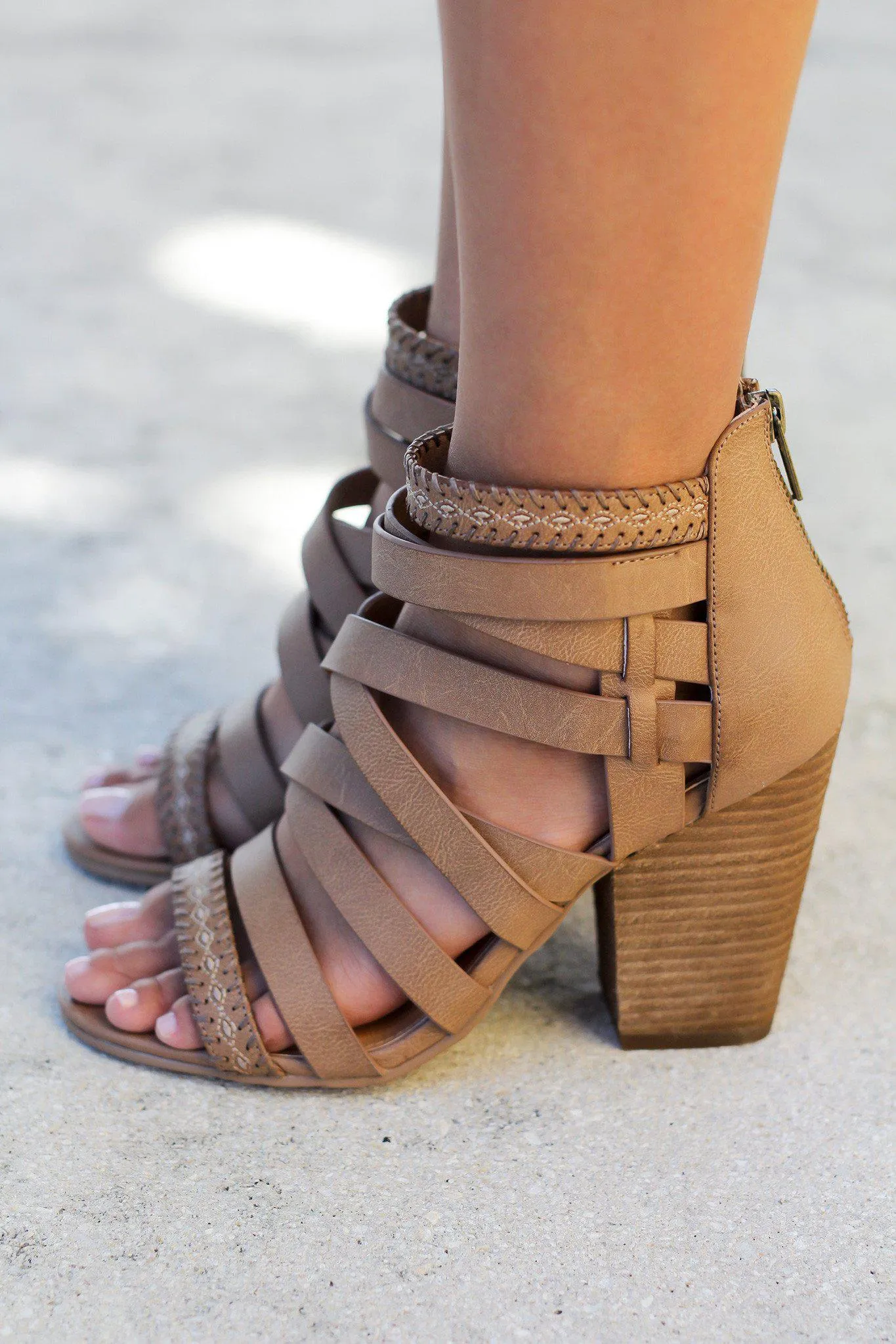 Feeling Strappy Tan Heels