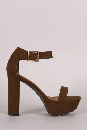 Halie - Suede Buckle Chunky Platform Heel