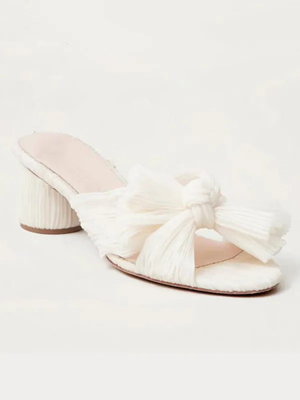 Hollow Peep Toe Pleated Shiny Pumps Sandals Slippers