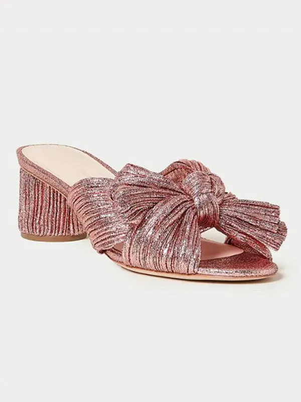 Hollow Peep Toe Pleated Shiny Pumps Sandals Slippers