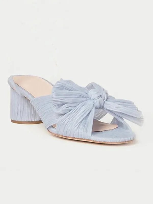 Hollow Peep Toe Pleated Shiny Pumps Sandals Slippers