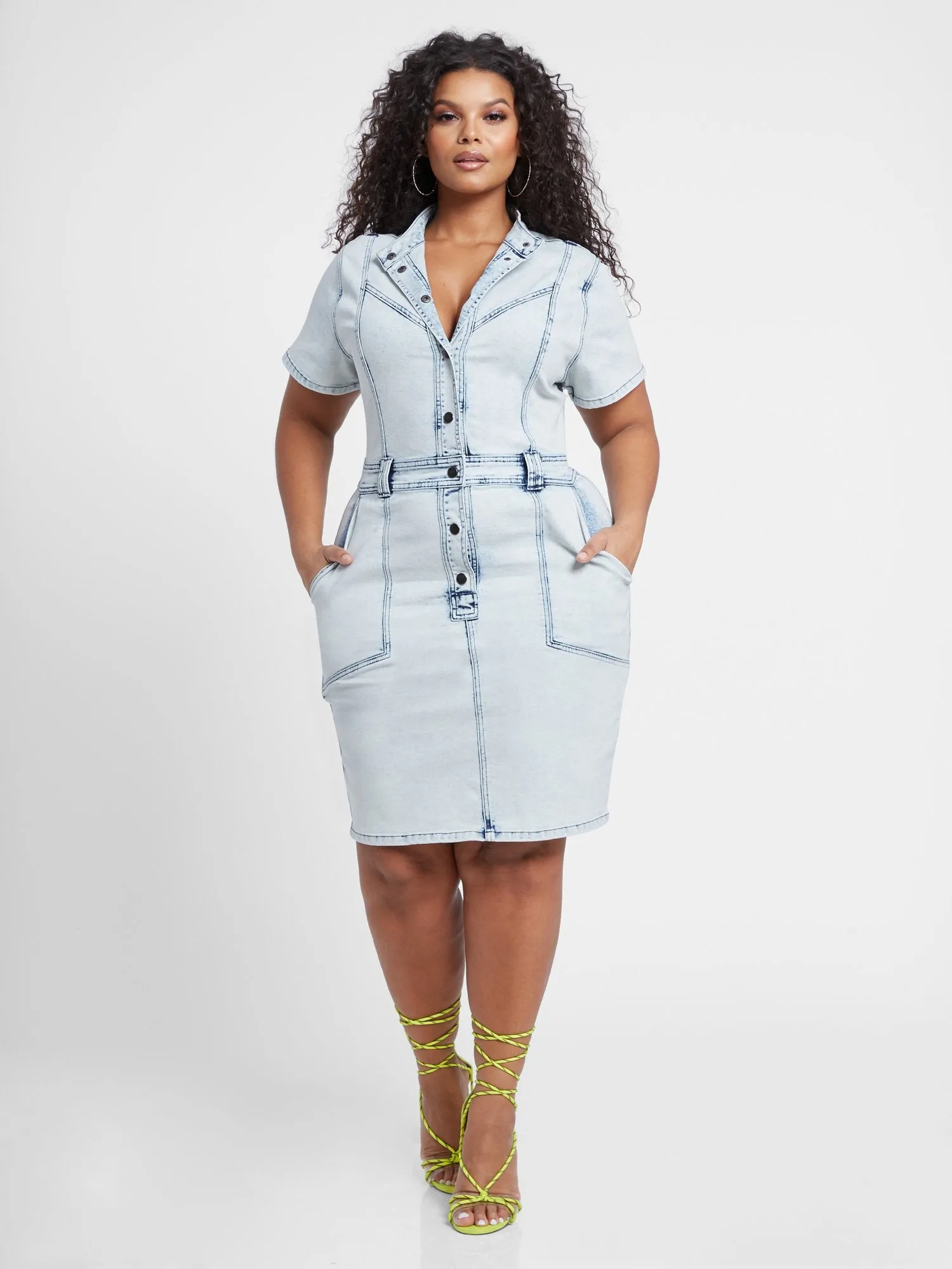 Jayden Button Front Denim Dress