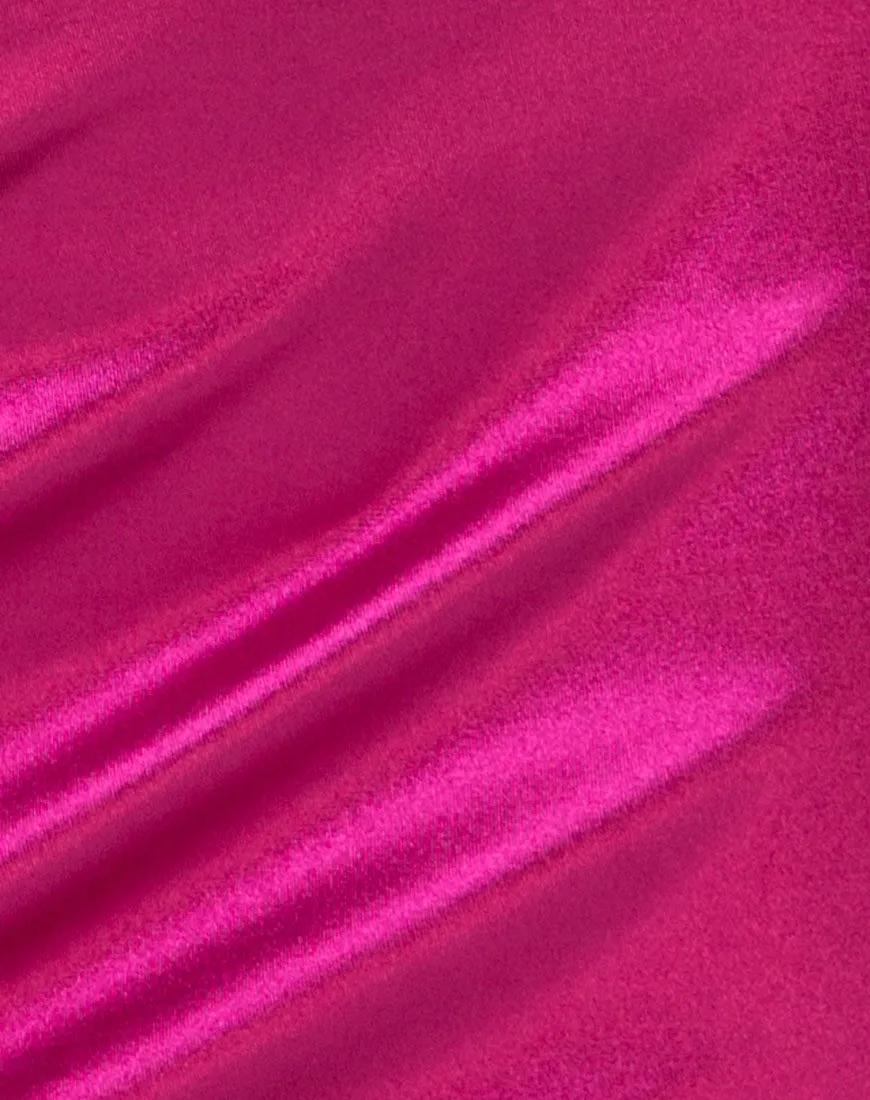 Kozue Dress in Satin Magenta