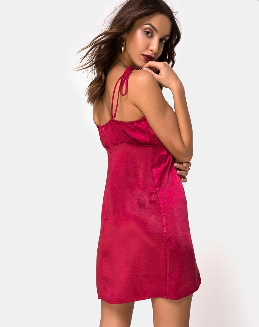 Kulu Dress in Satin Cherry