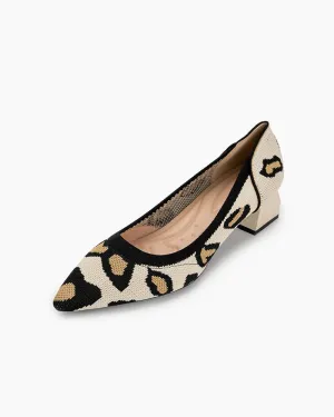 Leopard Pattern Pointed-Toe Chunky Heels