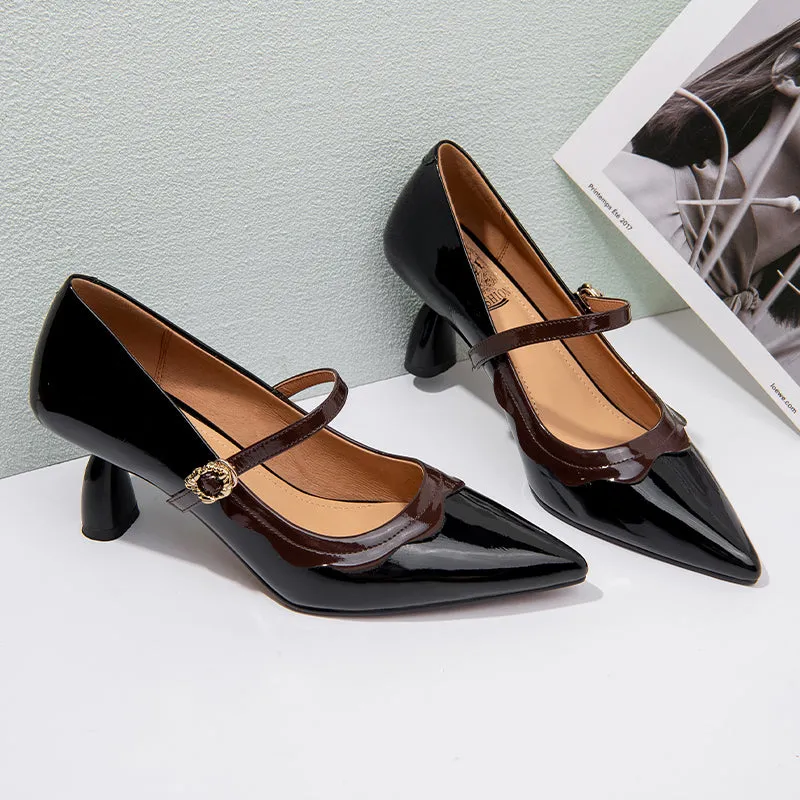 Luxury Exotic Leather Pointed Toe Slingback Heels