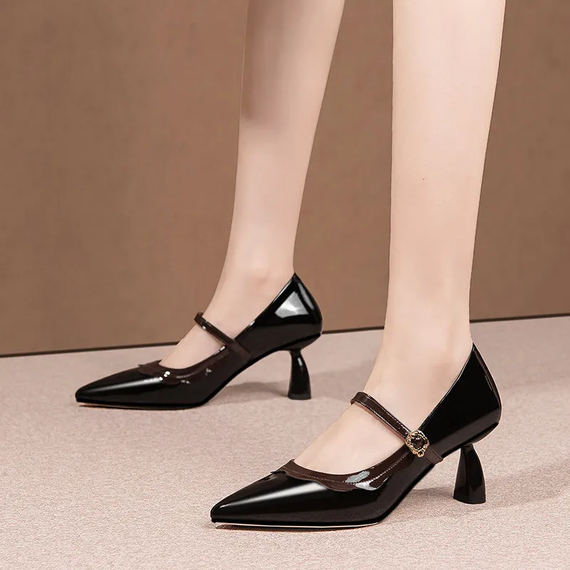 Luxury Exotic Leather Pointed Toe Slingback Heels