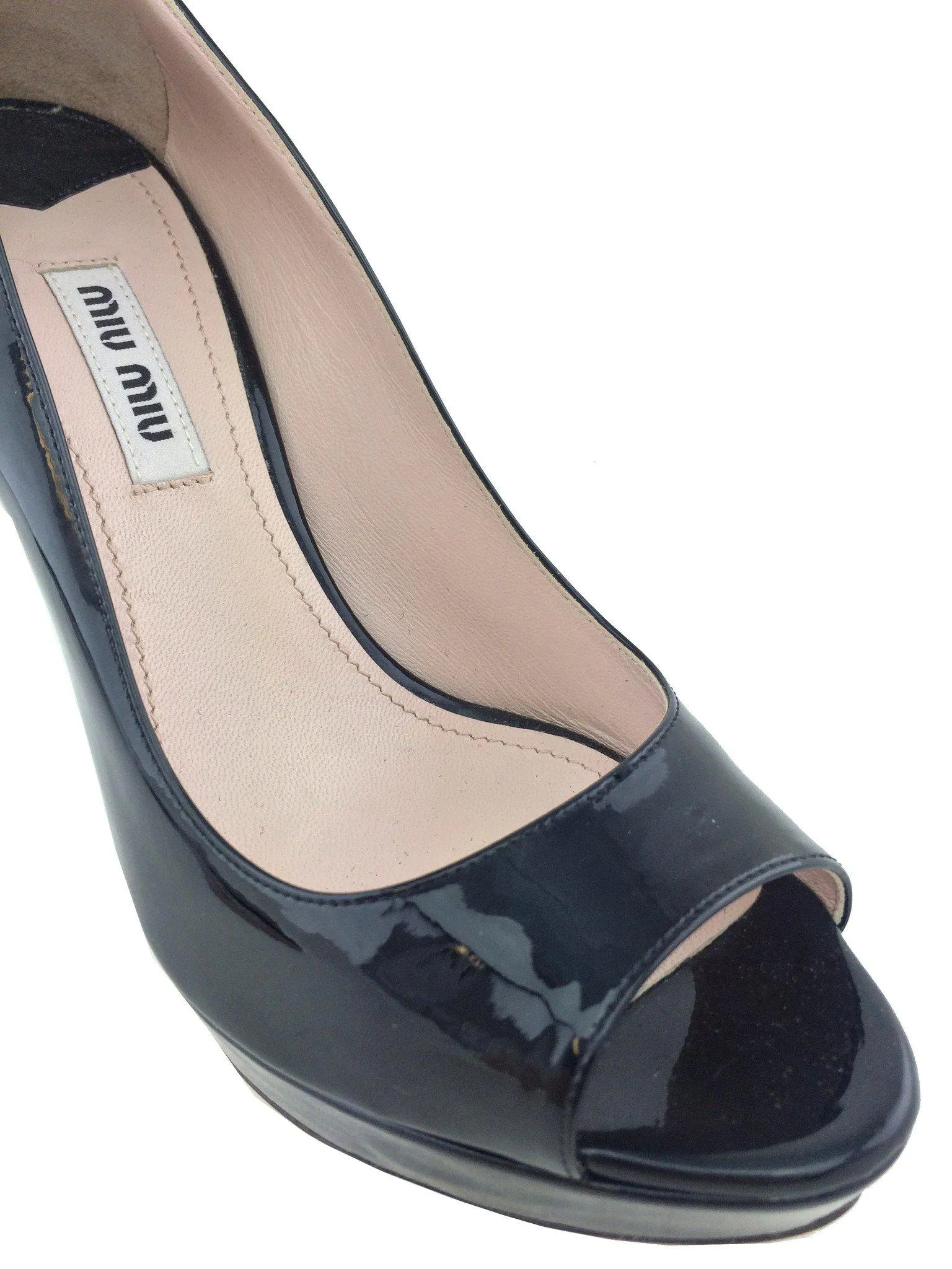 Miu Miu Patent Leather Platform Peep Toe Pumps Size 6