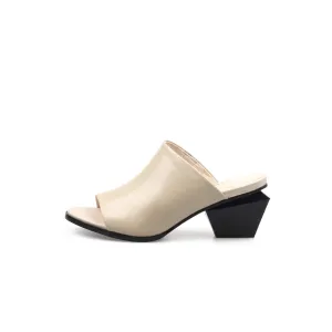 Open Toe Mules with Trapezoidal Heels