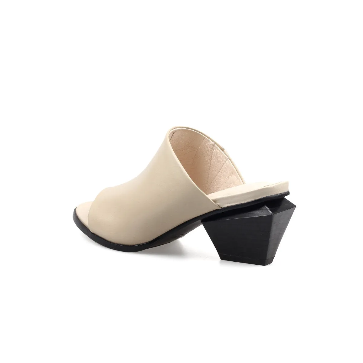 Open Toe Mules with Trapezoidal Heels