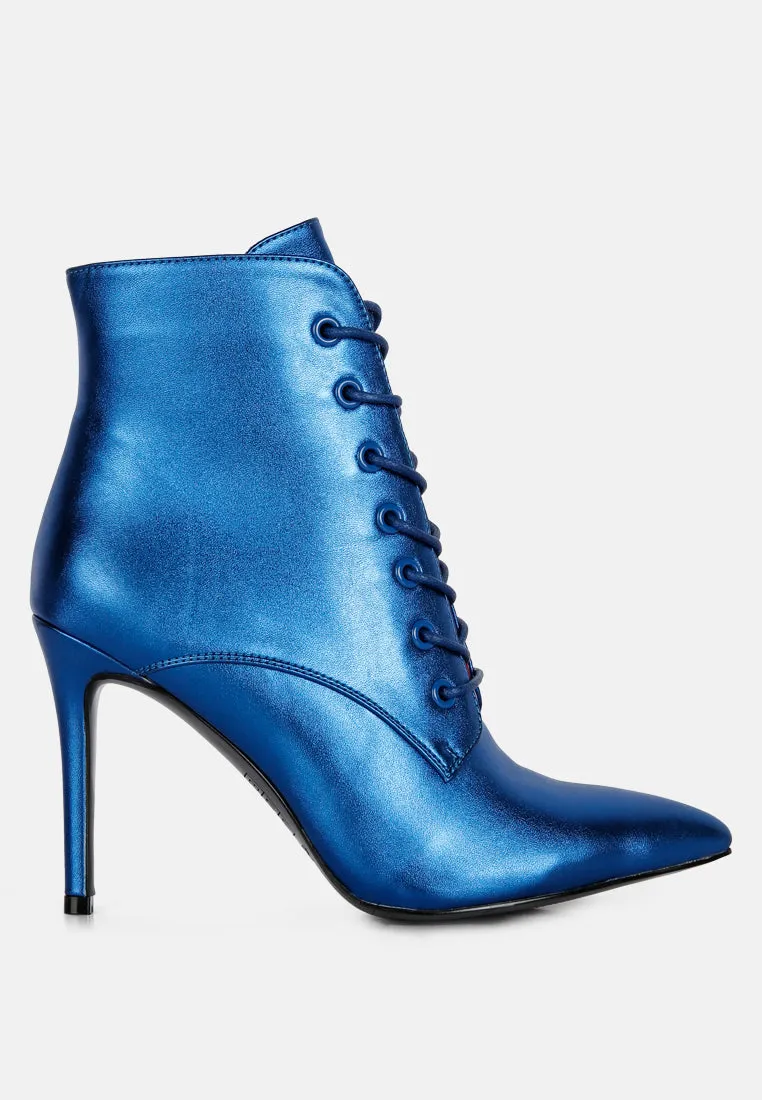 PIET Blue Metallic Stiletto Ankle Boot