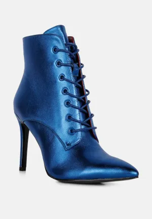 PIET Blue Metallic Stiletto Ankle Boot