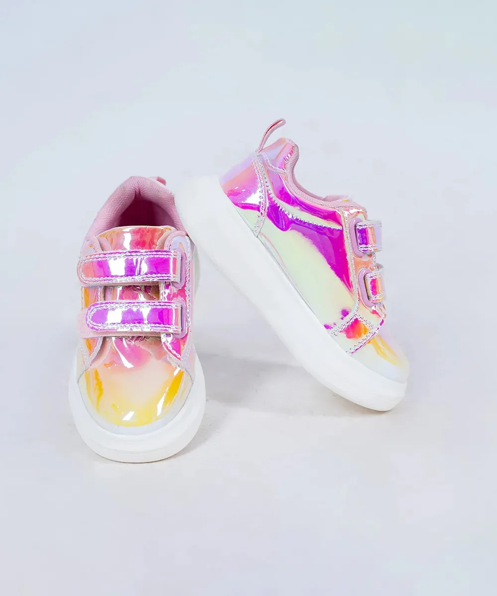 Pink Colored Multi Shade Party Sneakers for Girls