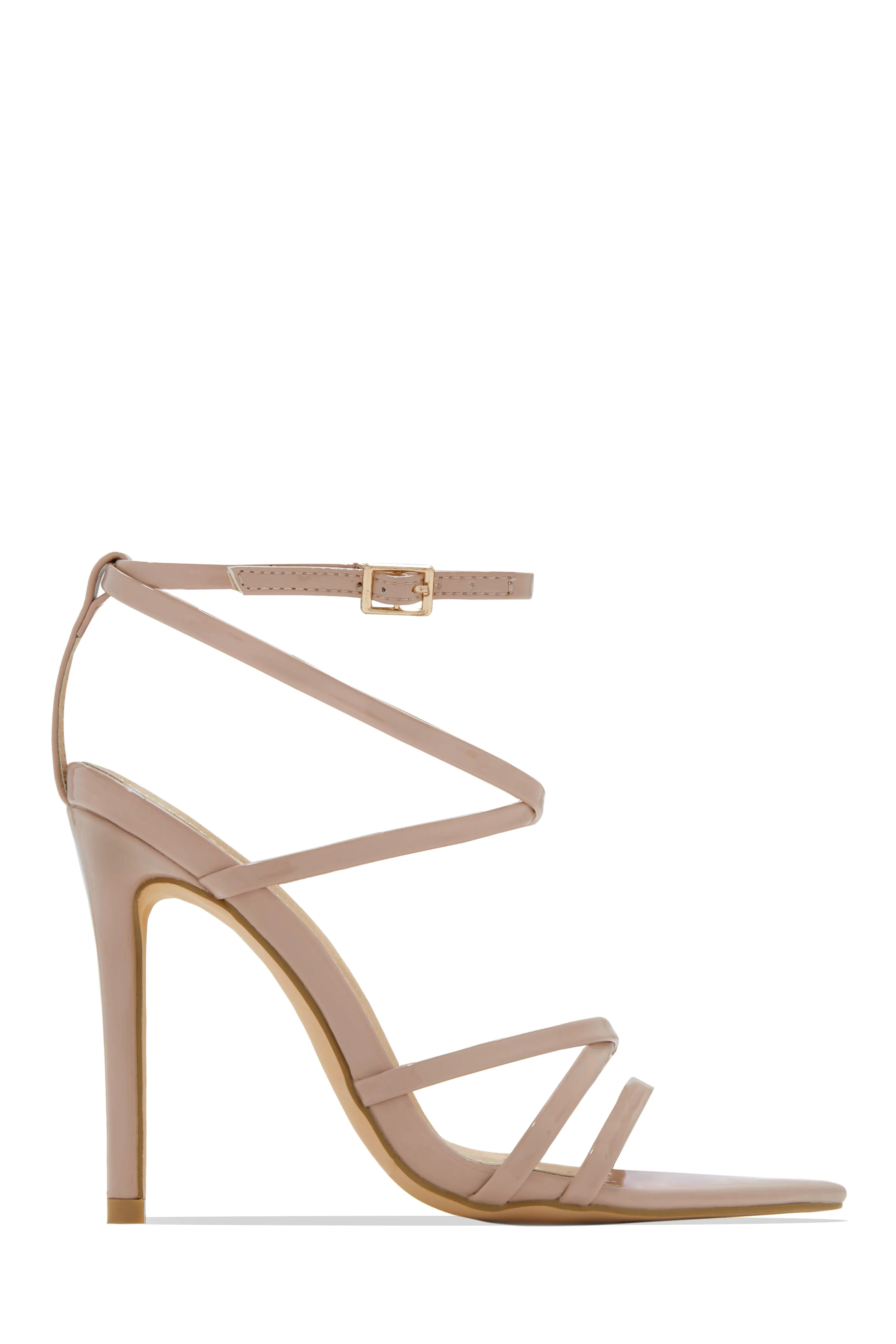 Polished Strappy High Heels - Snake