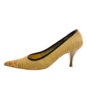 Prada Croc Toe & Woven Heels. Size 37.5