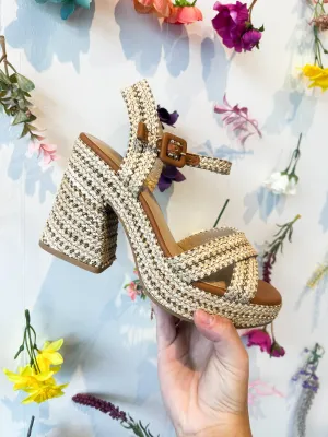 Rattan Block Buckle Heel