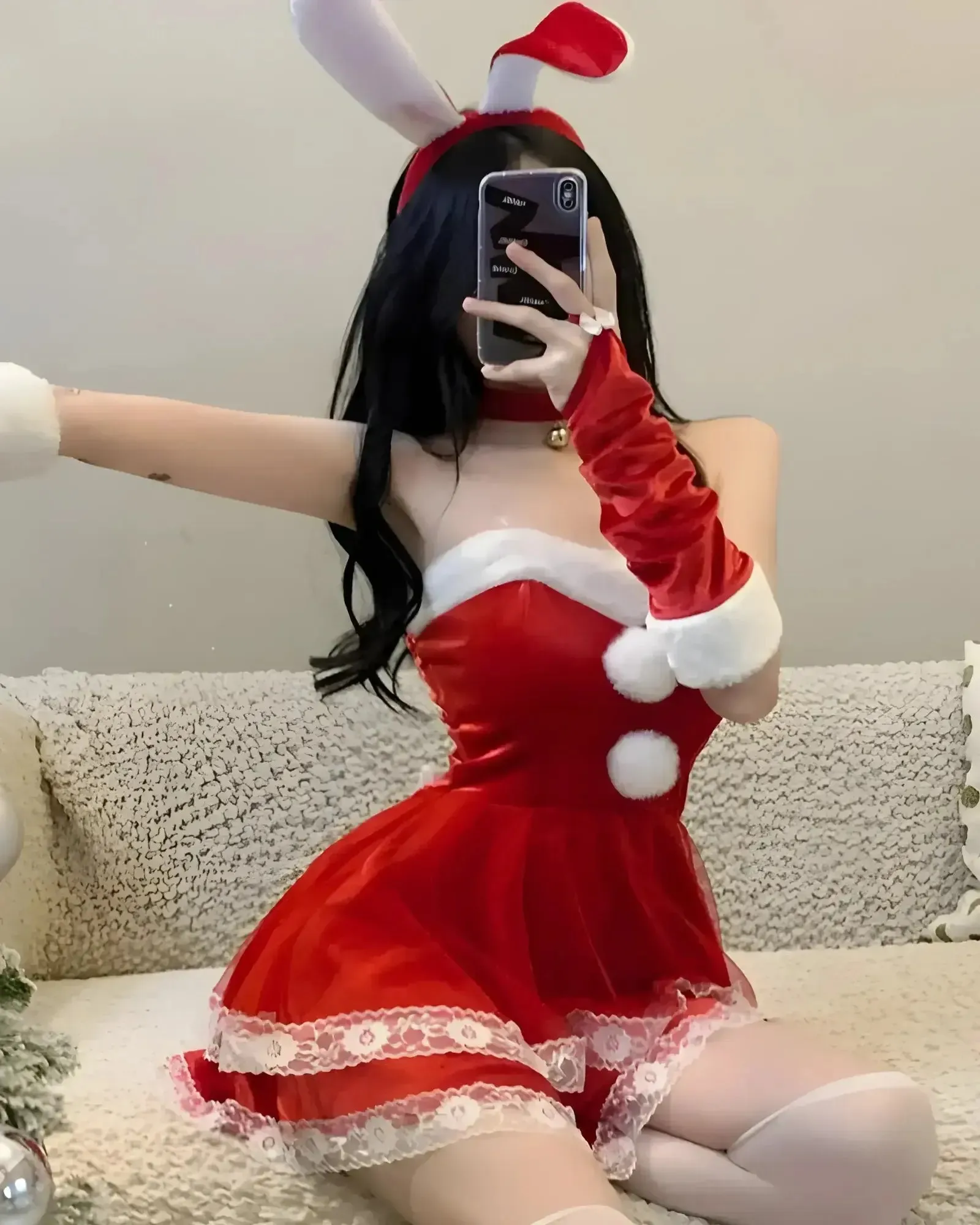 Red Santa Claus Costume - Off-Shoulder Christmas Cosplay From Costume Glamour