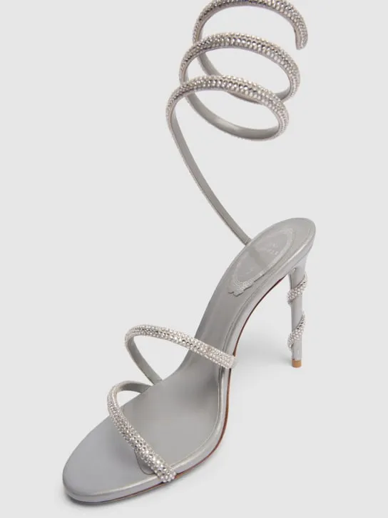 René Caovilla   105mm Margot satin &amp; crystal sandals 