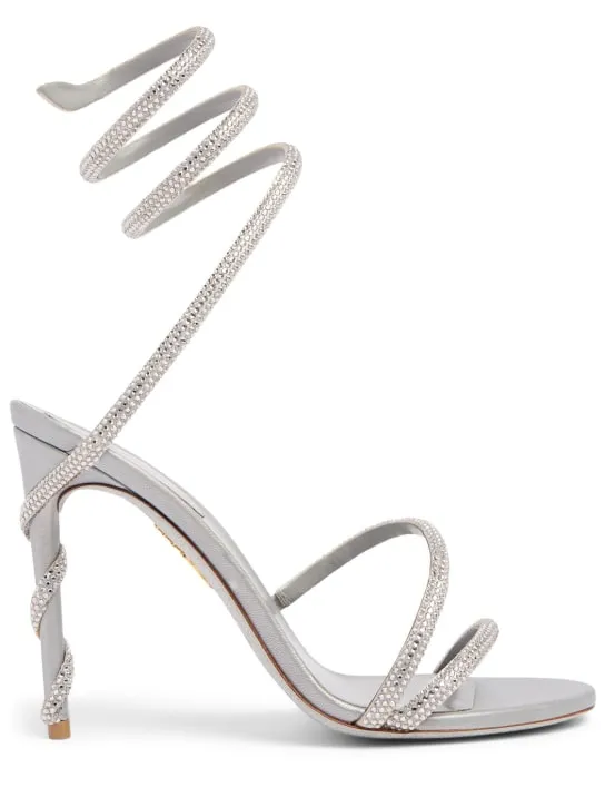 René Caovilla   105mm Margot satin &amp; crystal sandals 