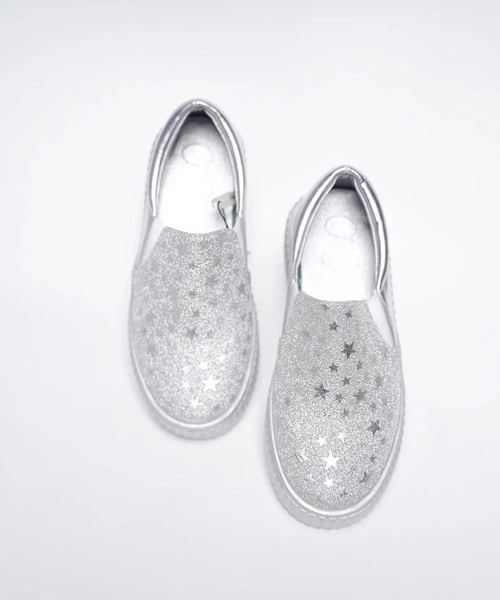 Silver-Coloured Shimmer Shoes for Girl Child