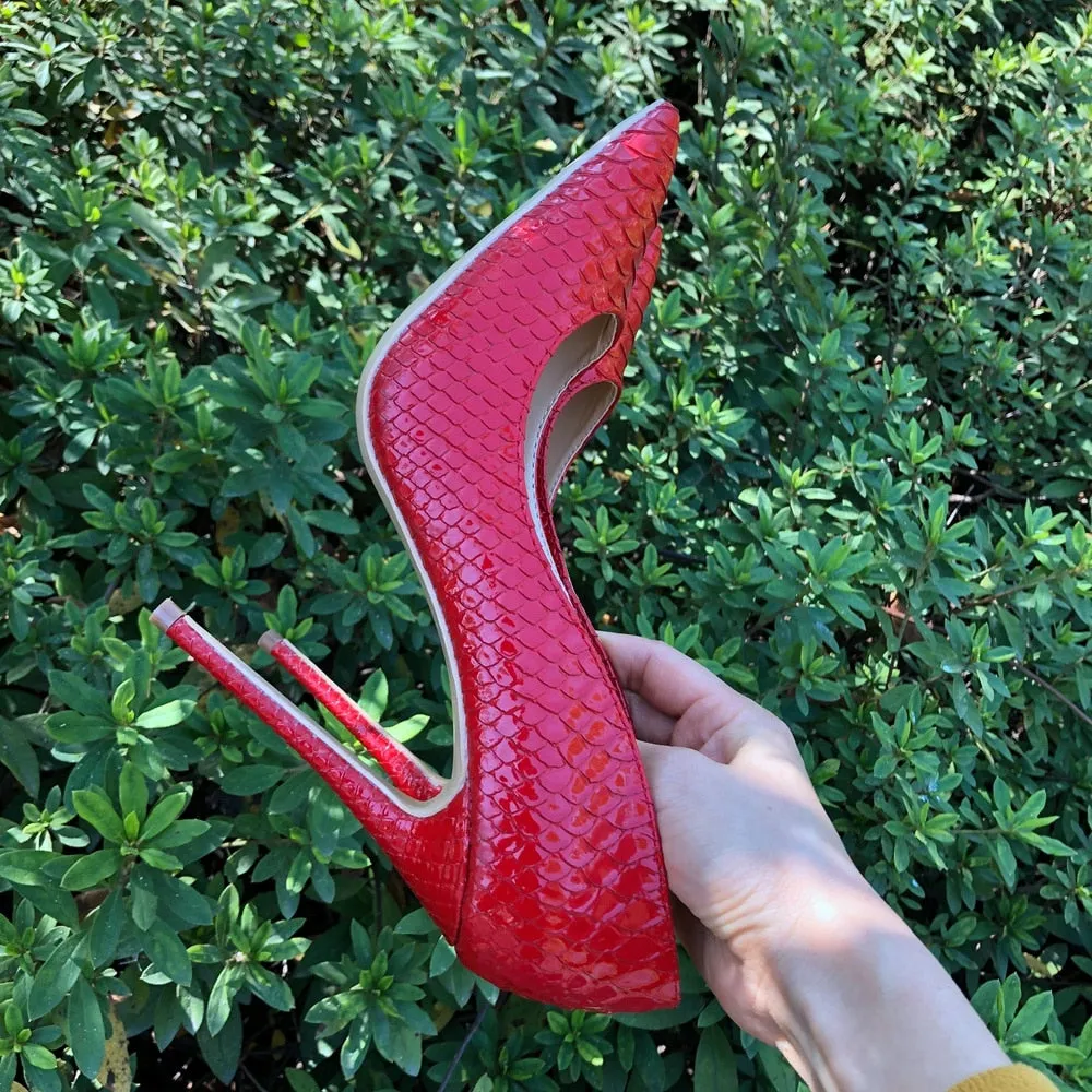 Snakeskin Chic Pointed Toe Party High Heels