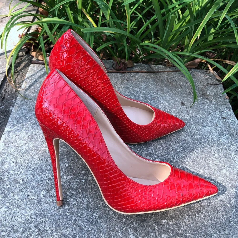 Snakeskin Chic Pointed Toe Party High Heels