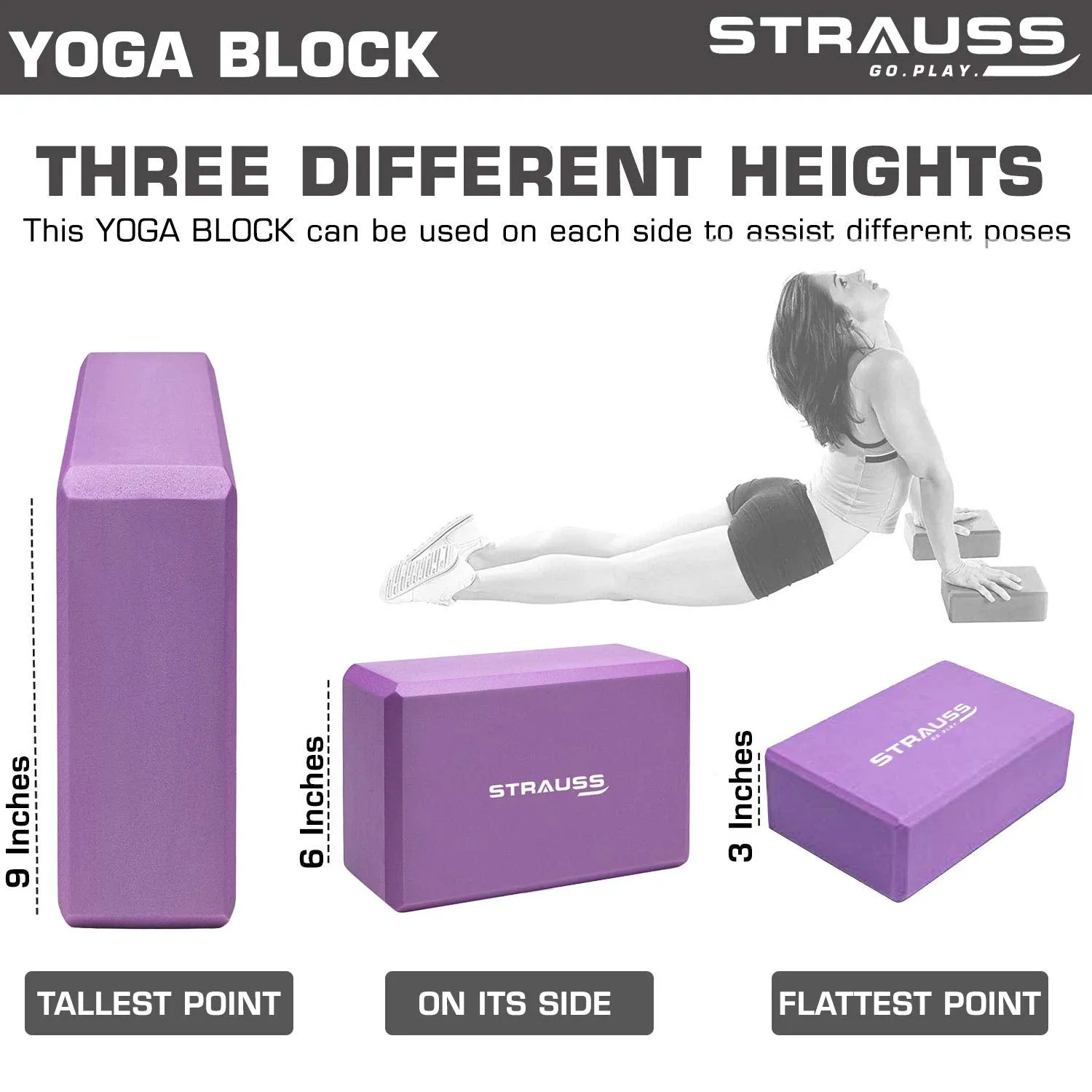 Strauss Yoga Block (Purple) and Yoga Shoes, (Black)